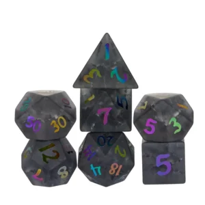 Black Glass Colorful Stikliniai RPG Kauliukai