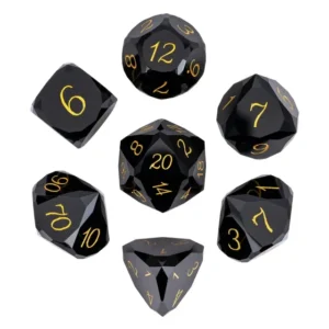 Gemstone Black Veneer Obsidian RPG Kauliukai