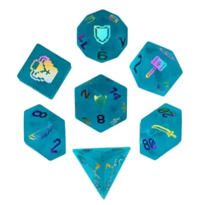 Blue&Green Glass Colorful Stikliniai RPG Kauliukai