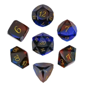 Brown&Blue Veneer Glass Stikliniai RPG Kauliukai