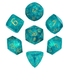 Cyan Veneer Glass Stikliniai RPG Kauliukai