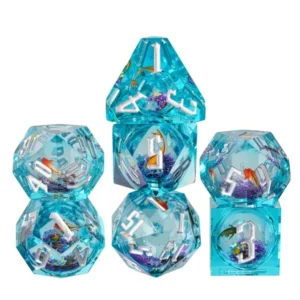 Glitter Fish Liquid Core RPG Resininiai Kauliukai
