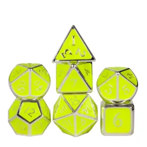 Glow in the Dark Yellow RPG Metal Dice