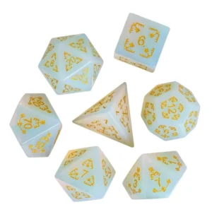 Golden Pattern White Gemstone RPG Kauliukai