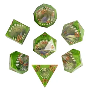 Green Mimic Sharp Edge RPG Resininiai Kauliukai