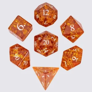 Orange Cracked Glass Stikliniai RPG Kauliukai