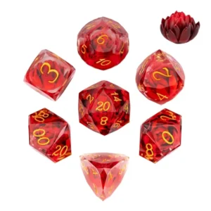 Red Lotus Veneer Glass Stikliniai RPG Kauliukai