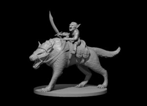 Goblin Worg Rider RPG 3D Miniatūra