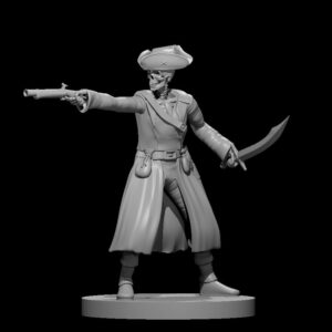 Skeleton Pirate Captain RPG 3D Miniatūra
