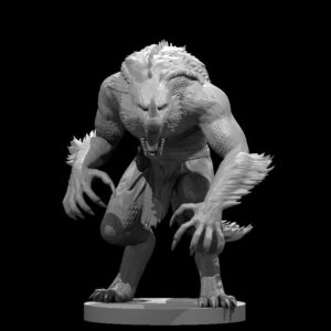 Werewolf Blue Dragonborn RPG 3D Miniatūra