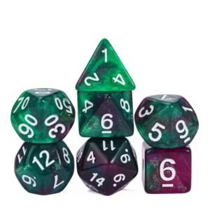 Emerald Stardust Akriliniai RPG Kauliukai