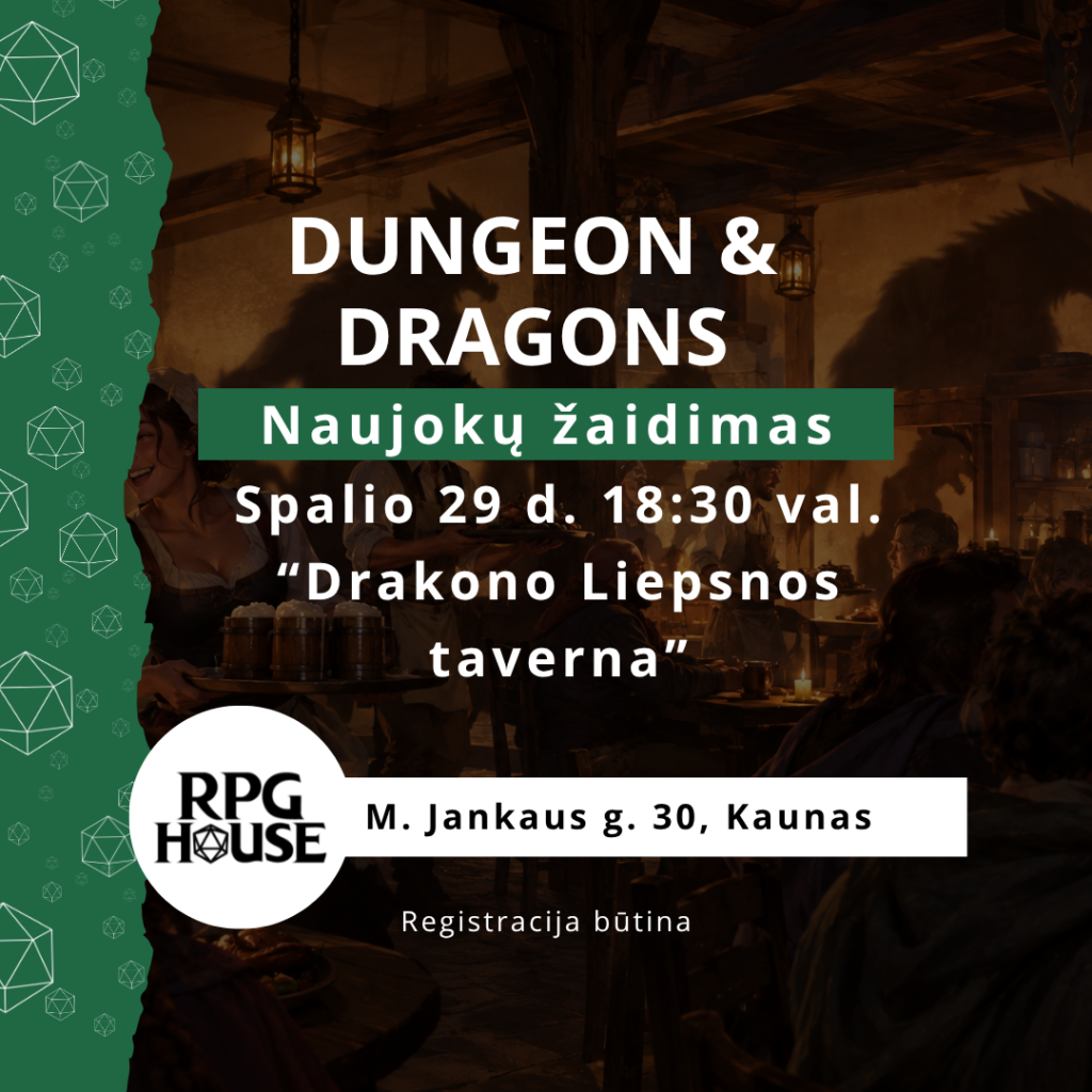 Dungeons & Dragons žaidimas naujokams - “Drakono Liepsnos taverna"